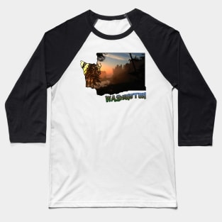 Washington State Outline (Pacific Coast) Baseball T-Shirt